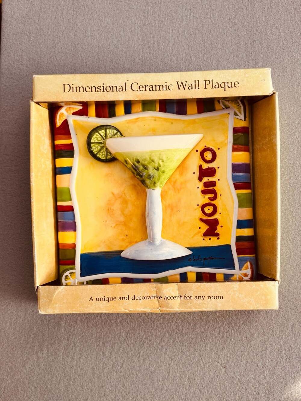New View Linda Grayson Mojito Dimensional Ceramic Wall Plaque
